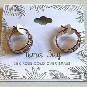 Kona Bay 18K Rose Gold Brass Cubic Zirconia Flower Hoop Earrings